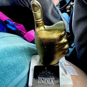 Congratulatory “Thumbs Up” Cast Iron Gold Plated Stateue